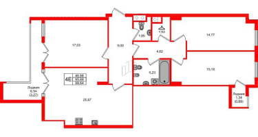 3-к. квартира, 95&nbsp;м²
