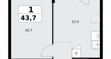 1-к. квартира, 43 м²