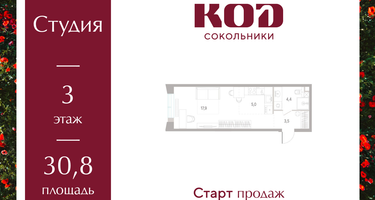 Студия, 30&nbsp;м²