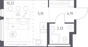 Студия, 22&nbsp;м²