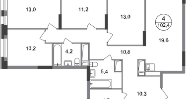 4-к. квартира, 102&nbsp;м²