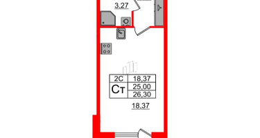 Студия, 24&nbsp;м²
