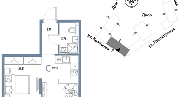 Студия, 29 м²