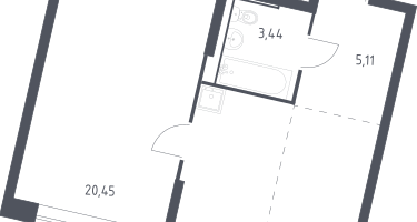 Студия, 43&nbsp;м²