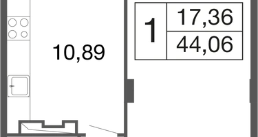 1-к. квартира, 44&nbsp;м²