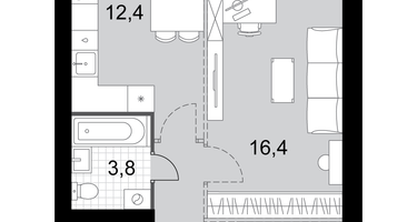 1-к. квартира, 42 м²