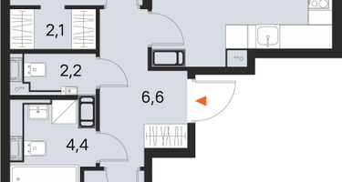 2-к. квартира, 64&nbsp;м²