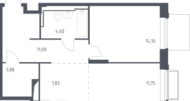 Студия, 53&nbsp;м²