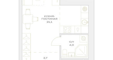 Студия, 27 м²
