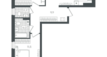 2-к. квартира, 62&nbsp;м²