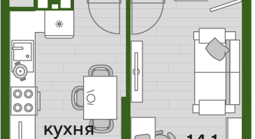 1-к. квартира, 37&nbsp;м²