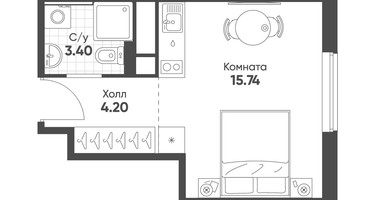 Студия, 23&nbsp;м²