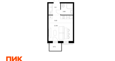 Студия, 24&nbsp;м²