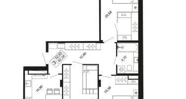 3-к. квартира, 82&nbsp;м²