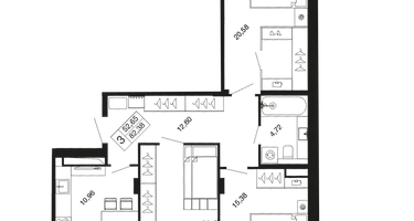 3-к. квартира, 82&nbsp;м²