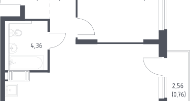 1-к. квартира, 42&nbsp;м²