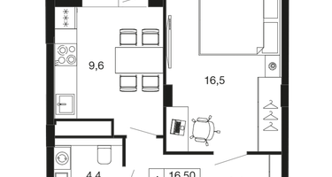 1-к. квартира, 40 м²