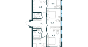 4-к. квартира, 86&nbsp;м²