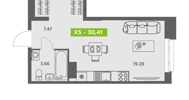 Студия, 30&nbsp;м²
