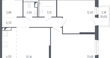 Студия, 58&nbsp;м²