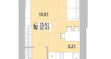 Студия, 34&nbsp;м²