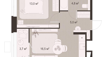 1-к. квартира, 43&nbsp;м²