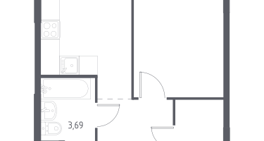 1-к. квартира, 34&nbsp;м²