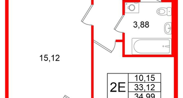 1-к. квартира, 33&nbsp;м²