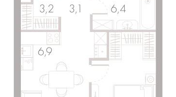 2-к. квартира, 43 м²