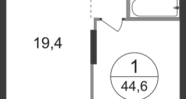 1-к. квартира, 44&nbsp;м²