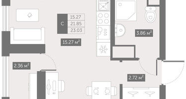 Студия, 23&nbsp;м²