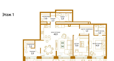 2-к. квартира, 108 м²