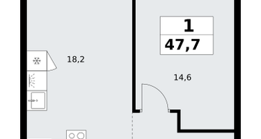 1-к. квартира, 47&nbsp;м²