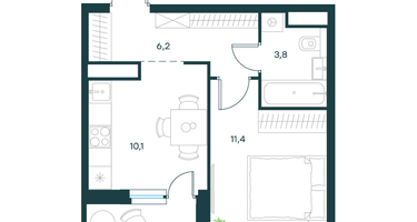 1-к. квартира, 33&nbsp;м²