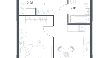 1-к. квартира, 38&nbsp;м²