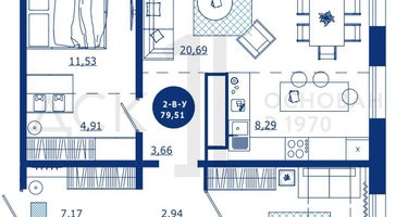 2-к. квартира, 79&nbsp;м²