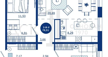 2-к. квартира, 79&nbsp;м²