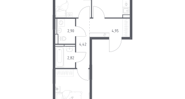2-к. квартира, 57&nbsp;м²