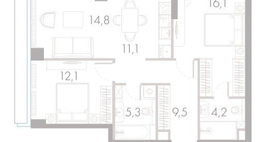 3-к. квартира, 74 м²