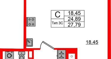 Студия, 24&nbsp;м²