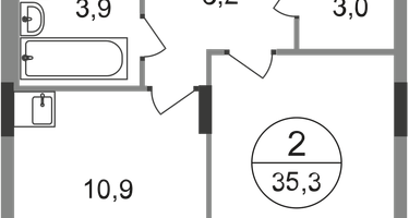 1-к. квартира, 35&nbsp;м²