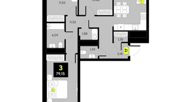 3-к. квартира, 79 м²