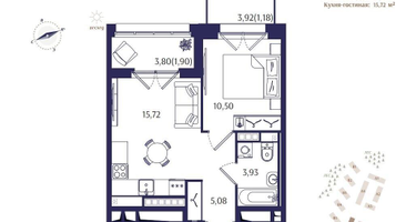 1-к. квартира, 38 м²