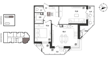 2-к. квартира, 70&nbsp;м²