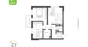 2-к. квартира, 68&nbsp;м²