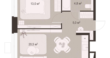 1-к. квартира, 43&nbsp;м²