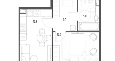1-к. квартира, 34 м²