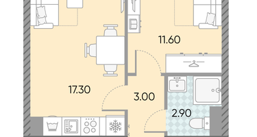 Студия, 36 м²