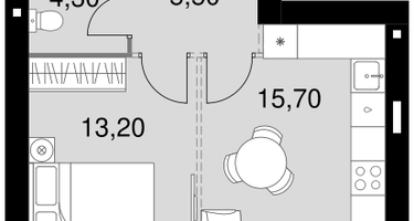1-к. квартира, 38&nbsp;м²