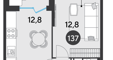 1-к. квартира, 38 м²